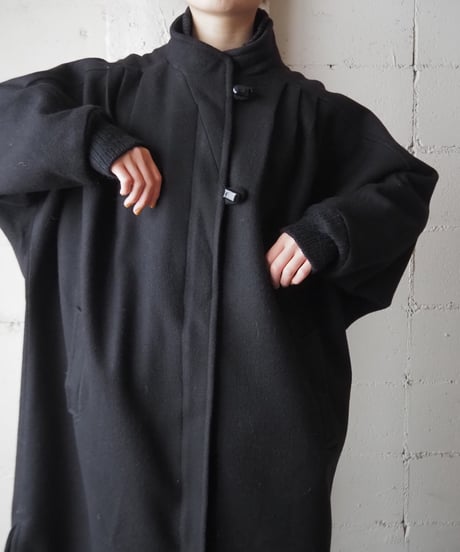 Standcollar Dolman Sleeve Wool Coat BK