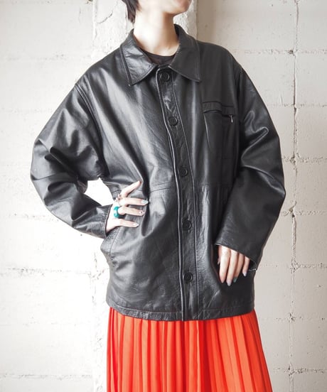 Leather Coverall Jacket BK