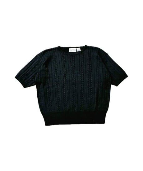 S/S Cable Knit BK