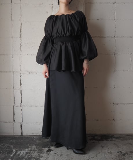Balloon Sleeve Off Shoulder Tops BK