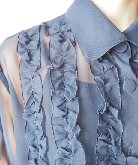 Sheer×Frill S/S Blouse NV