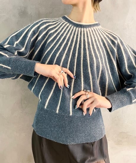 Line Design Dolman Sleeve Knit BLWH