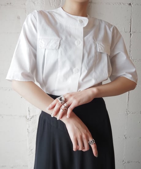1960~70's Tuck Collarless Shirt WH