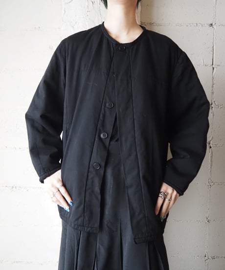 Euro Collarless Quilted Jacket BK
