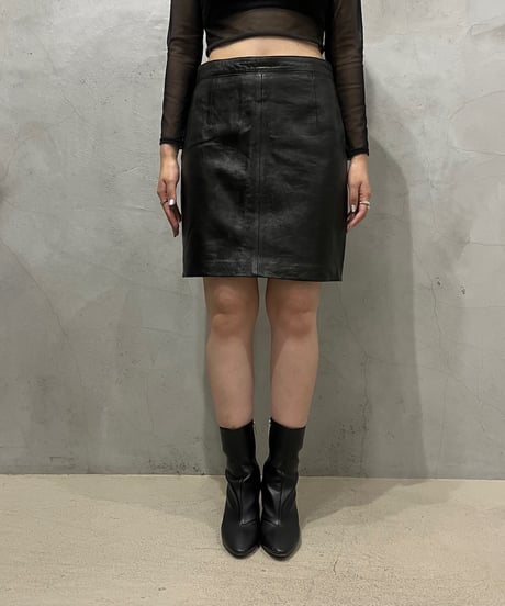 Leather Tight Mini Skirt BK