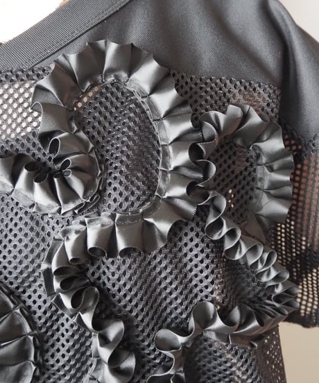 REMAKE Frilled Short Mesh Tee BK