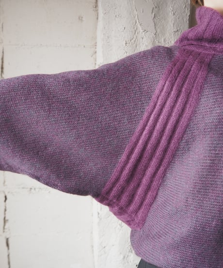 Volume Neck Dolman Sleeve Knit PUR