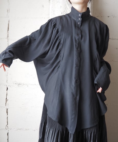 Gathered Dolman Sleeve Shirt BK
