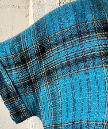 60's Short Sleeve Plaid Dress BL
