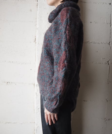 Mix Color Volume Neck Mohair Knit BURBL