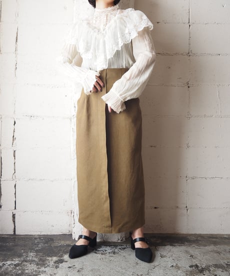 1970’s GUNNIES L/S Stand Collar Lace Blouse IV