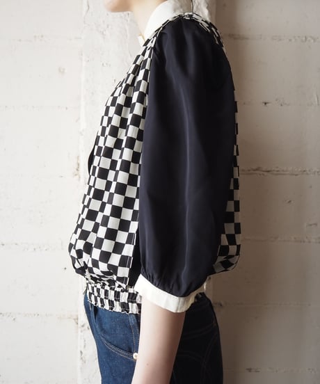 Checker Flag Pattern Blouse BKWH