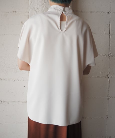 Side Button Mock Neck Shortsleeve Blouse IV