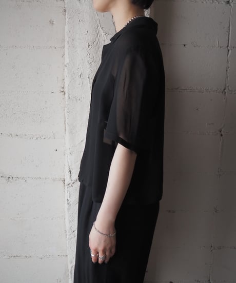 Open Collar Sheer Shirt BK