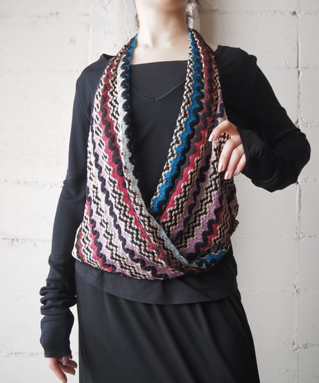 MISSONI Zig Zag Knit Layered Cutsewn BK PI
