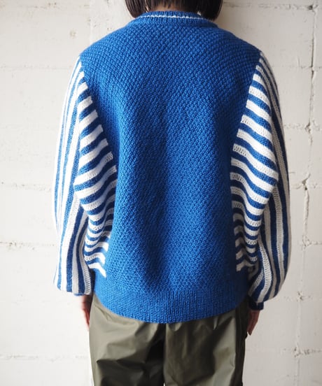 Dolman Sleeve Border Knit BLWH