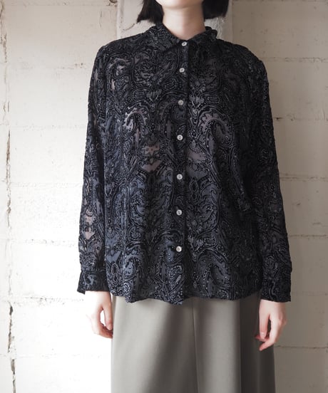 LAURA ASHLEY Opal Velour Pattern Shirt BK