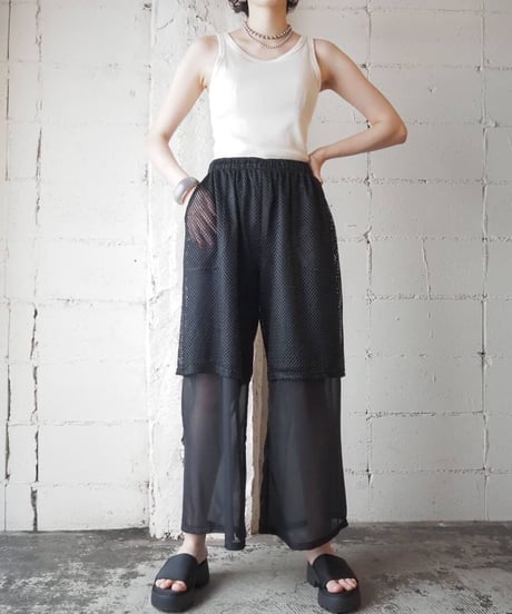 Mesh × Sheer Remake Pants BK