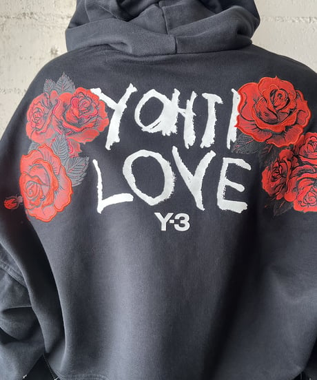 Y-3 Rose Print Short Hoodie BK