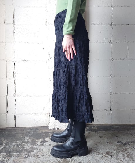 Shirring Tiered Skirt BK