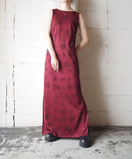 Flower Pattern Side Slit N/S Dress BUR