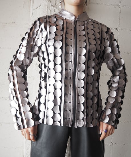 Sheer × Circle Metallic Jacket SILBK