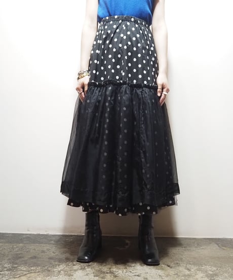 Tulle Layered Dot Skirt BK