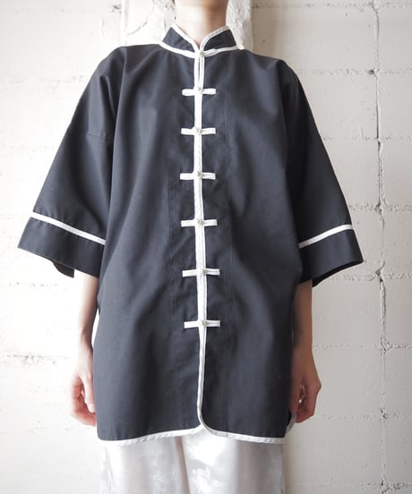 Bicolor piping China Shirt BK