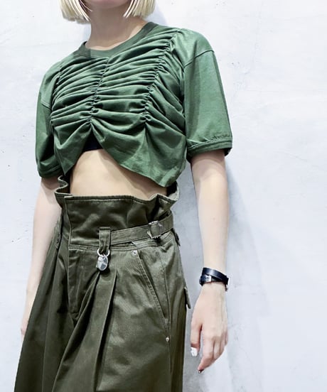 REMAKE Dead Stock Italy Military Tee Shirring Short Top KA