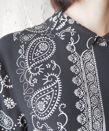 DKNY Paisley Pattern Silk Shirt BKWH