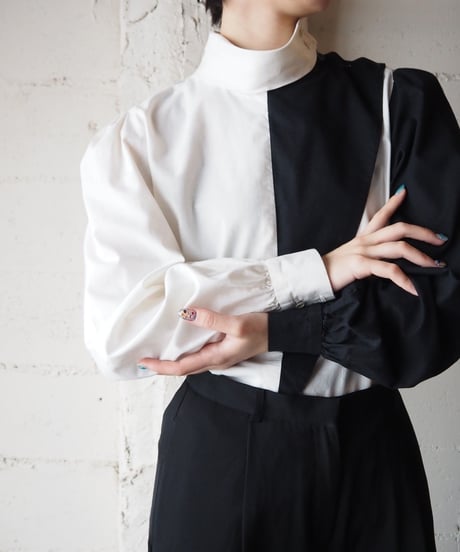 Bicolor Asymmetric Design Blouse WHBK