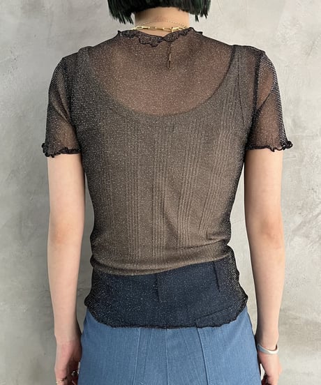 Lame See Through Frilled Tops BK