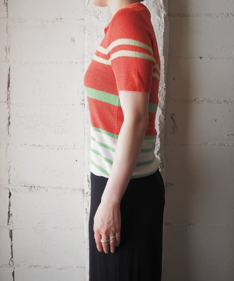 BENETTON Open Collar Stripe Knit ORYEGN