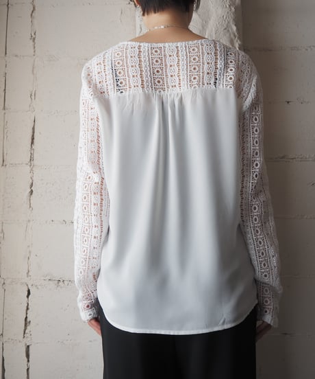Desigual Lace Embroidery Collarless Blouse WH