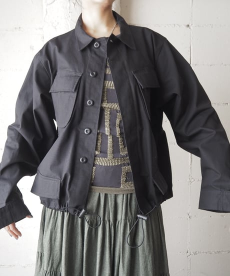 REMAKE Jungle Futigue Type Drawstring Hem Jacket BK