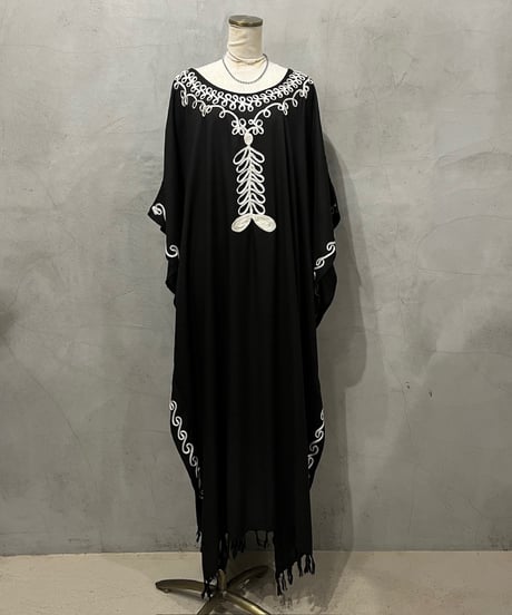 Embroidery Fringe Kaftan Dress BKWH
