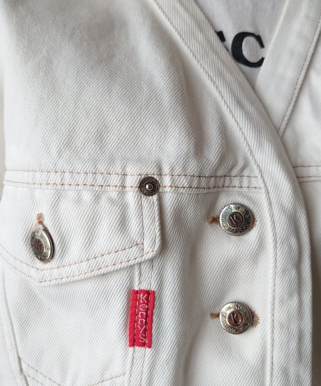 Collarless Short White Denim Jacket WH