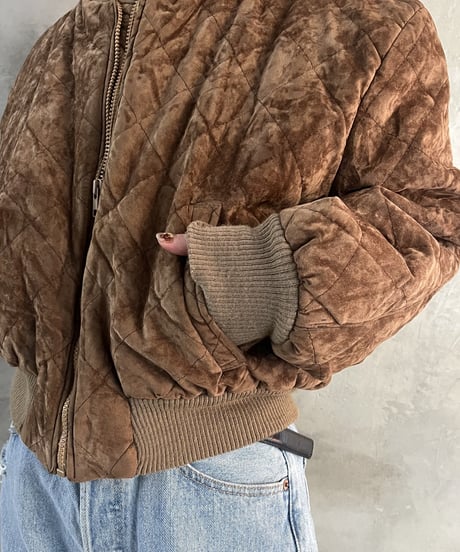 Suede Quilting Design Short Blouson BE