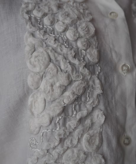 SIMONCINI COLLEZIONI Open Collar Embroidery Linen Shirt IV