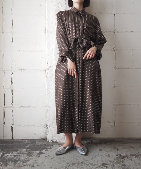 Max Mara Dot Pattern Wast Belt Dress BR WH