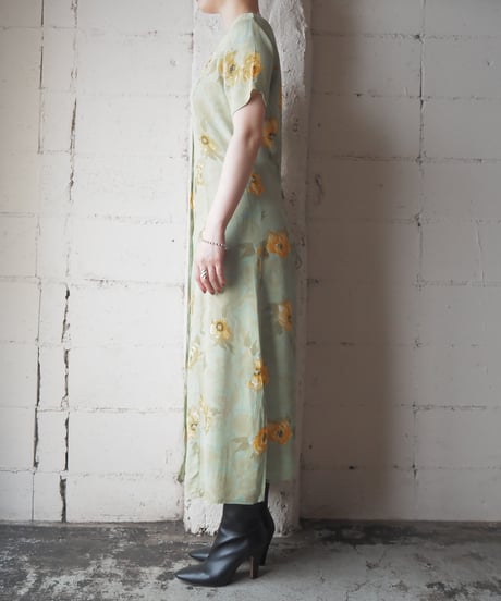Floral Print Front Button S/S Dress YGN