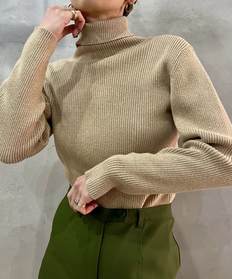 Lame Rib Turtle Neck Knit GO