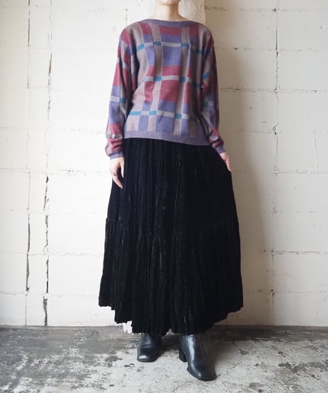 Panel Pattern Boat Neck Knit PUR