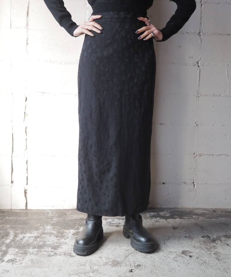 Shadow Flower Pattern Tight Skirt BK