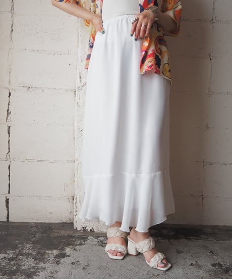 Flared Hem Easy Long Skirt WH