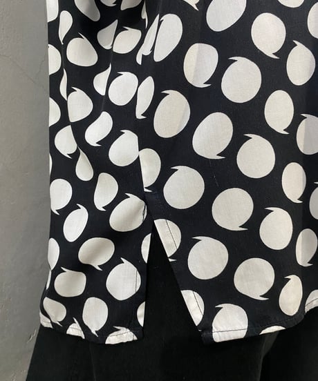 S/S Comma Dot Open Collar Shirt BKWH