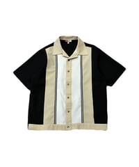 S/S Line Design Open Collar Shirt BKWHBE