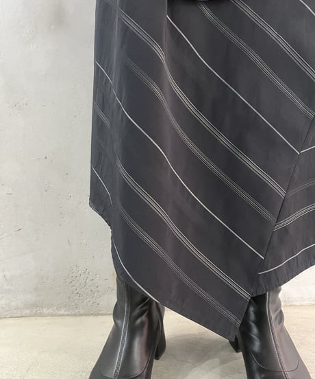 Zipper Design Stripe Pattern No Sleeve Dress BKWH
