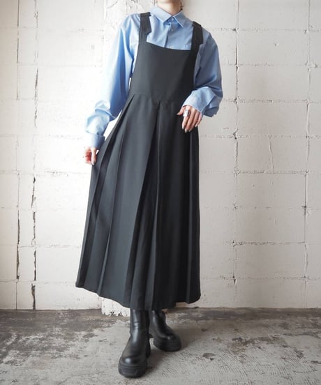 Belted Tuck Jumper Skirt BK