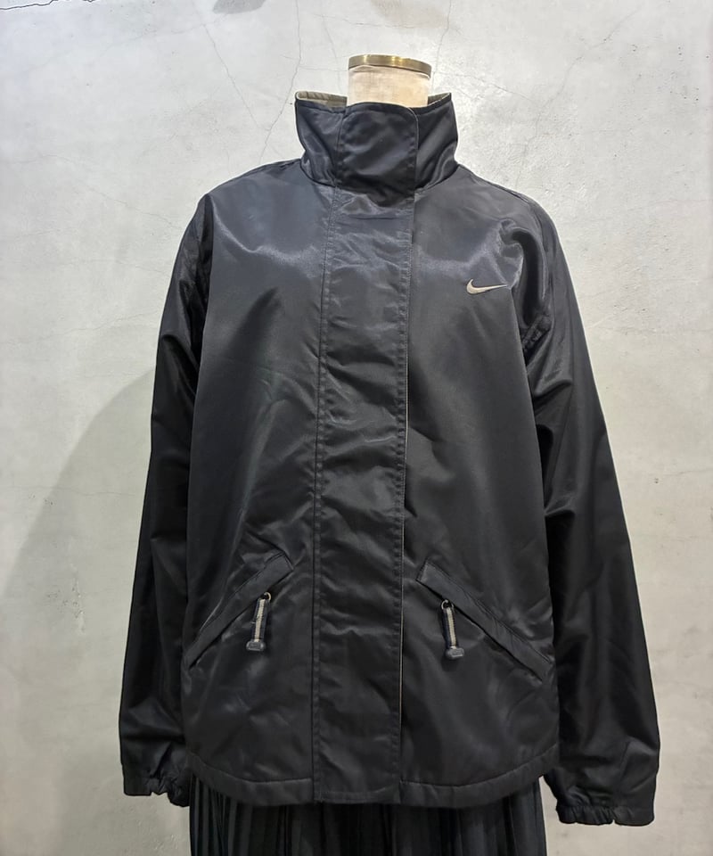 90's NIKE Stand Collar Nylon Zipup Jacket BK |